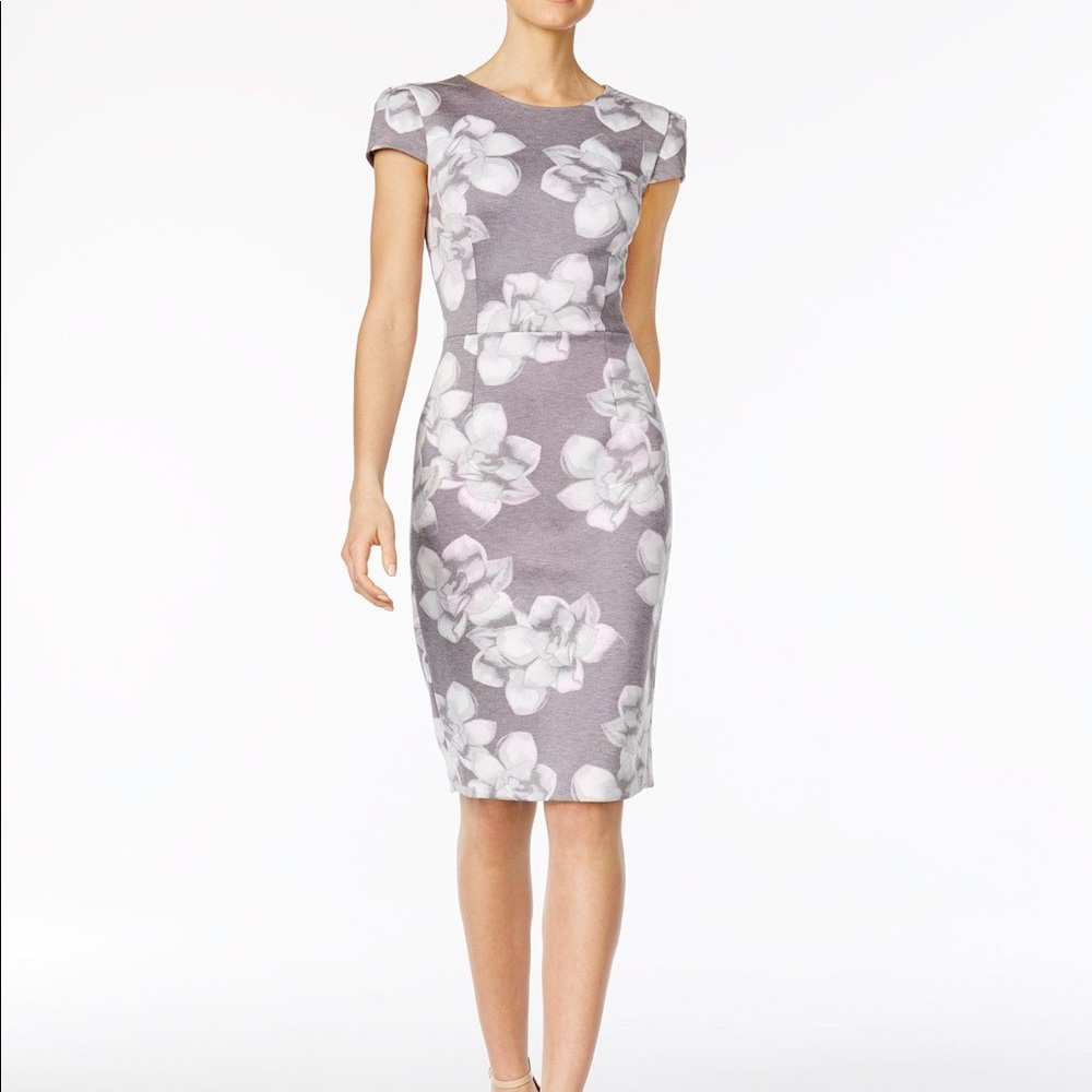 Betsey Johnson grey floral knee length dress